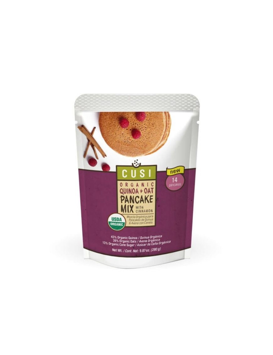 PRE-MEZCLA SIN GLUTEN PARA PANCAKES DE QUINOA & AVENA CON CANELA  280 GR