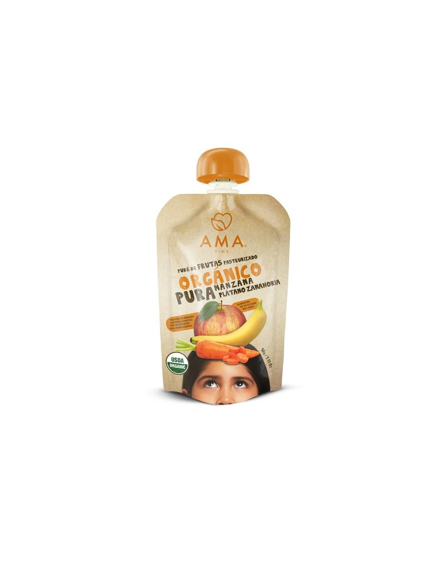 Manzana platano zanahoria organico 90 gramos Marca Ama