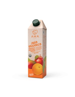 Jugo naranja manzana y mango organico 1 litro Marca Ama