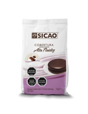 Cobertura semi amargo alta fluidez 1 kilogramo Marca Sicao