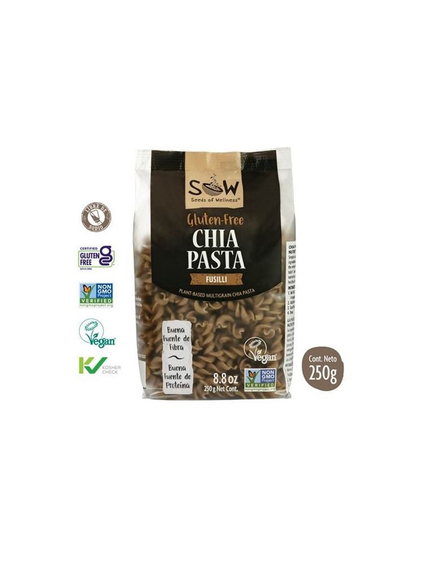 Pasta de chia fusilli sow 250 gramos Marca Sow