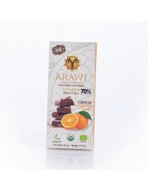 Barra choco naranja organica 70% 50 gramos Marca Arawi