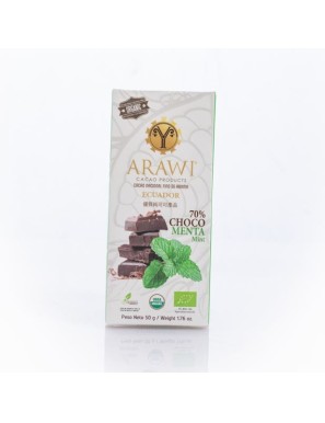 Barra choco menta organica 70% 50 gramos Marca Arawi