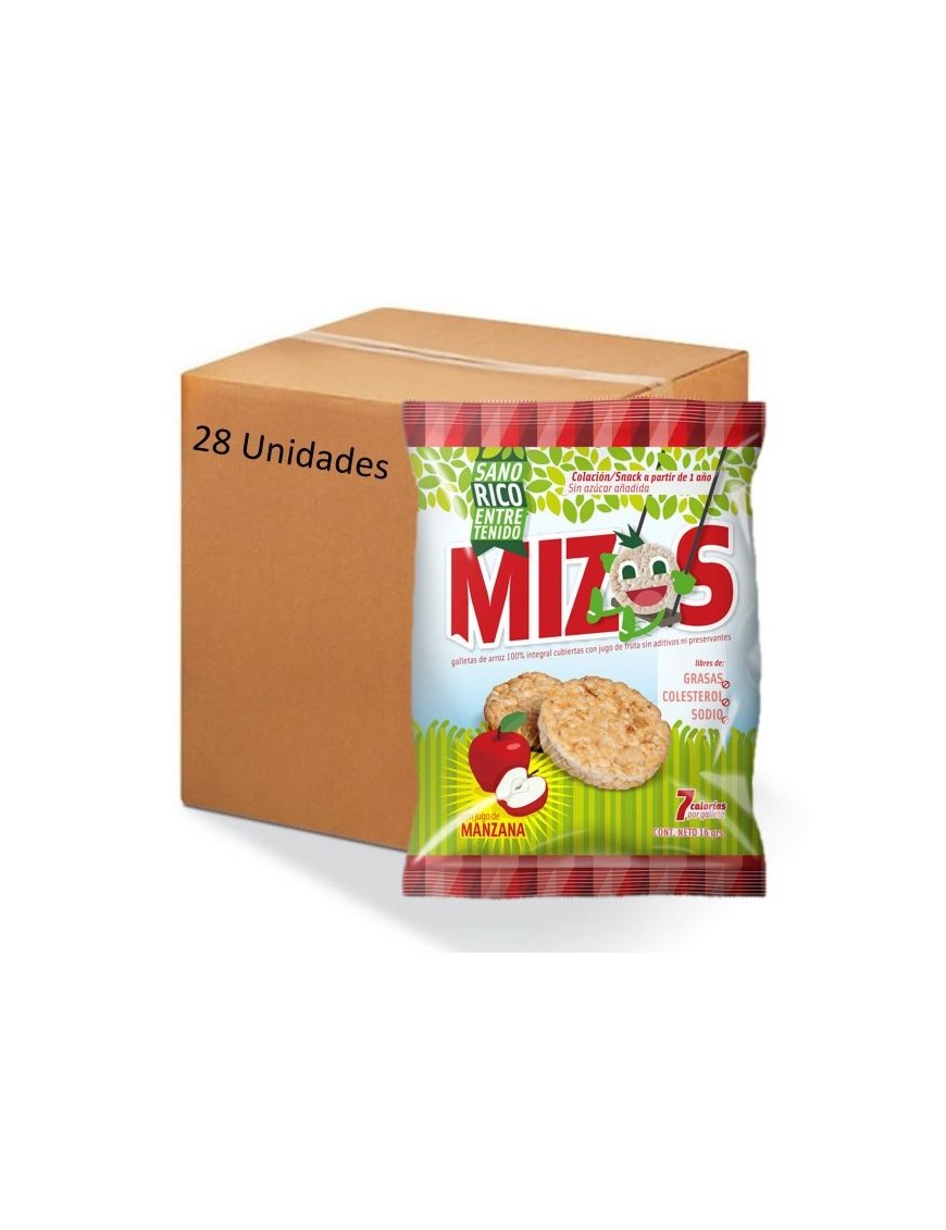Caja galletas de arroz chocolate 28 x 20 gramos Marca Mizos