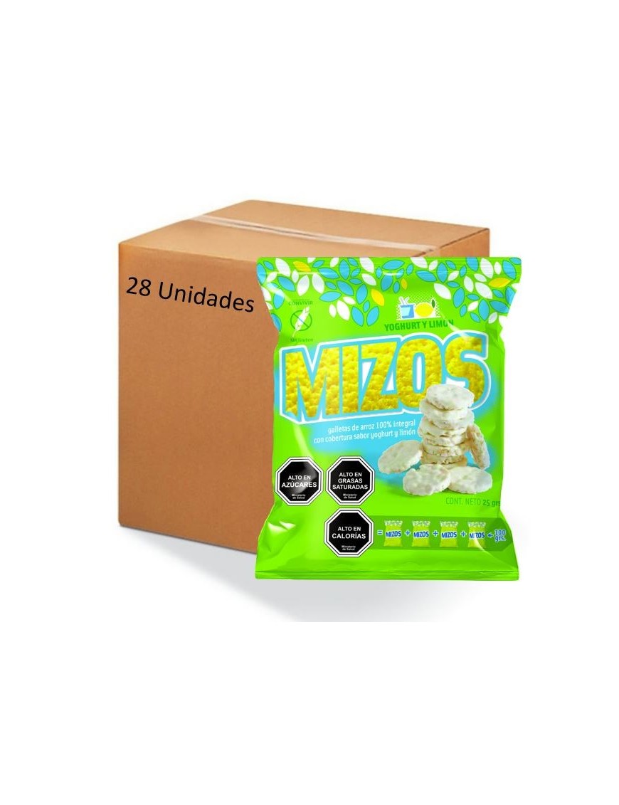Caja galletas de arroz yogurt limon 28 x 25 gramos Marca Mizos