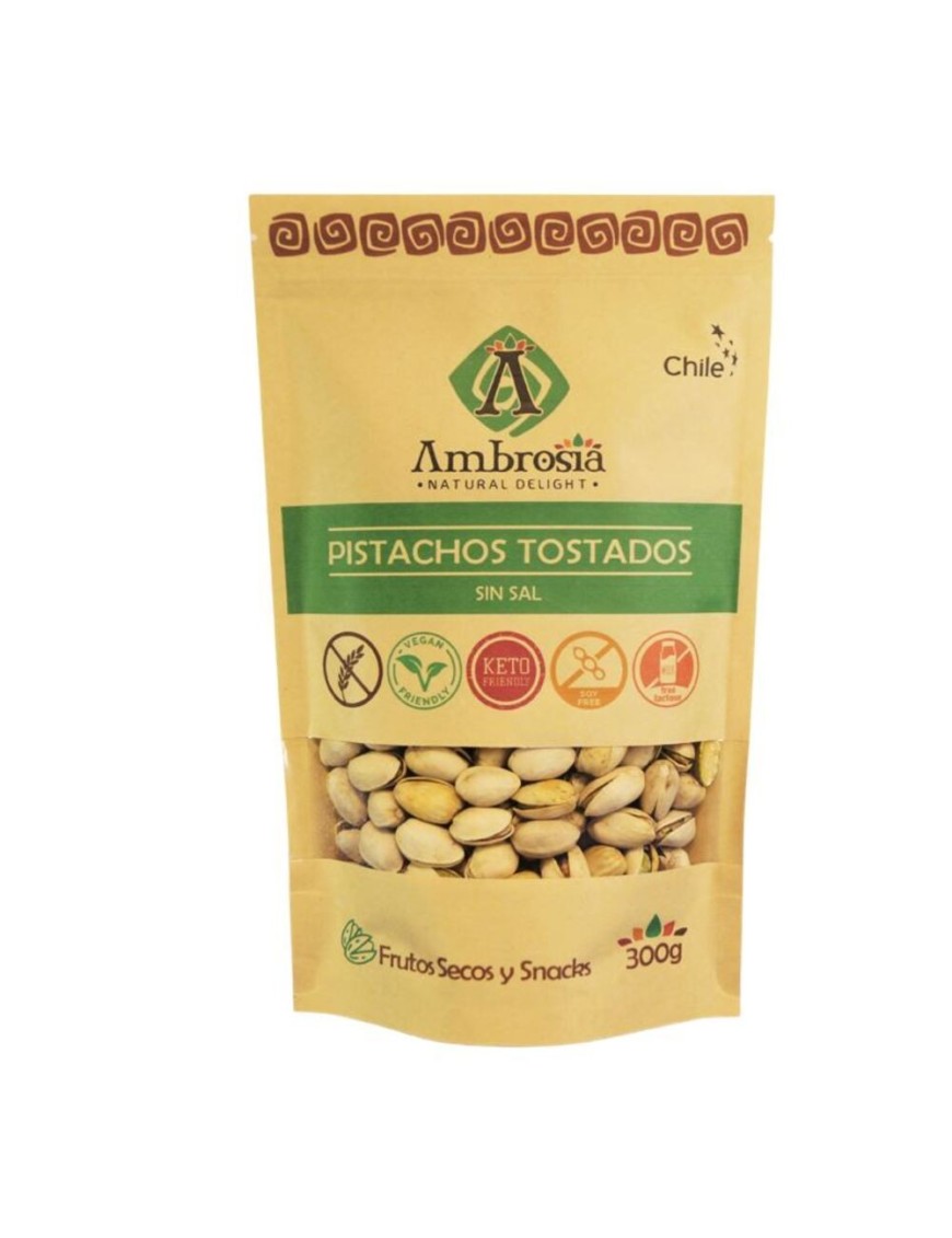 Pistachos tostados sin sal 300 gramos Marca Ambrosia