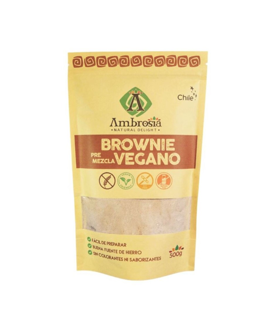 Pre-Mezcla brownie vegano 500 gramos Marca Ambrosia