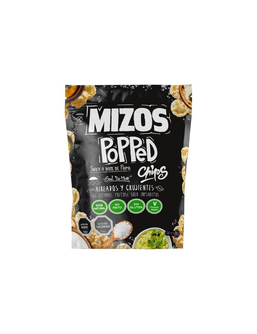 Popped chips con sal de mar 105 gramos Marca Mizos