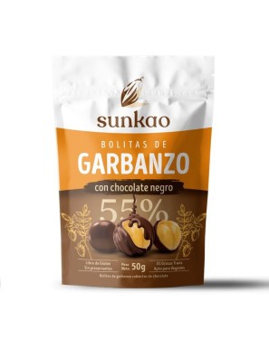 Bolitas de garbanzo cubiertas de chocolate dark 50 gramos Marca Sunkao