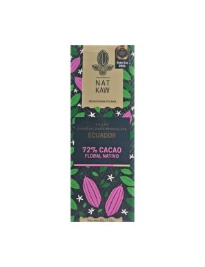 Barra de Chocolate 72% cacao 50 Gramos Marca Nat Kaw