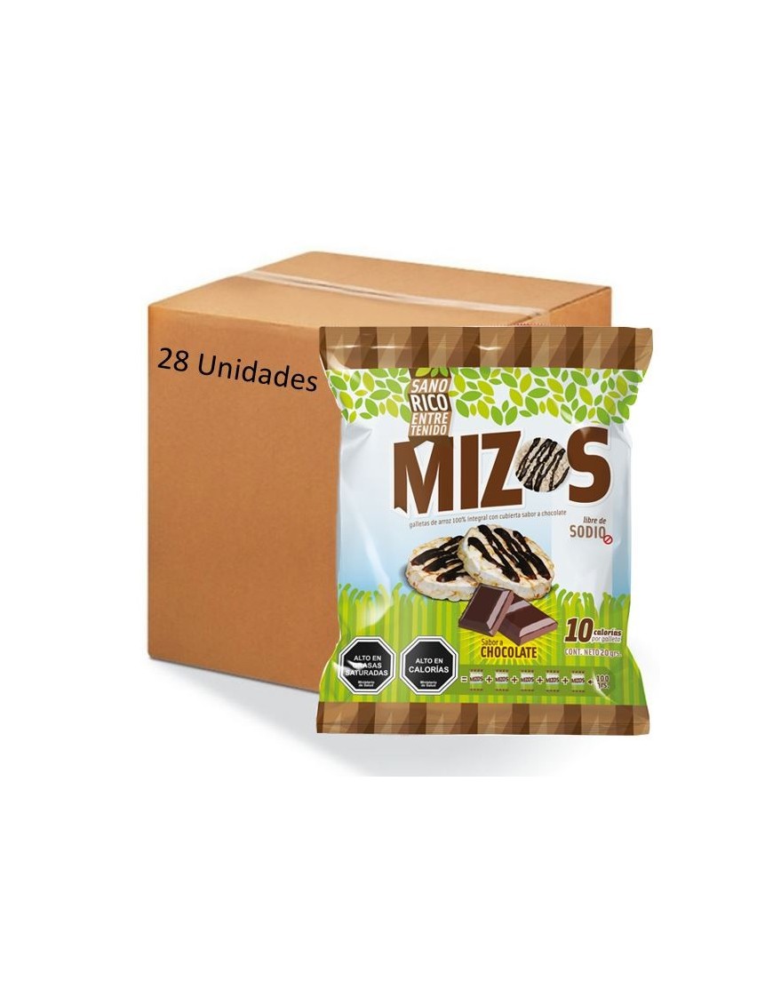 Caja galletas de arroz chocolate 28 x 20 gramos Marca Mizos