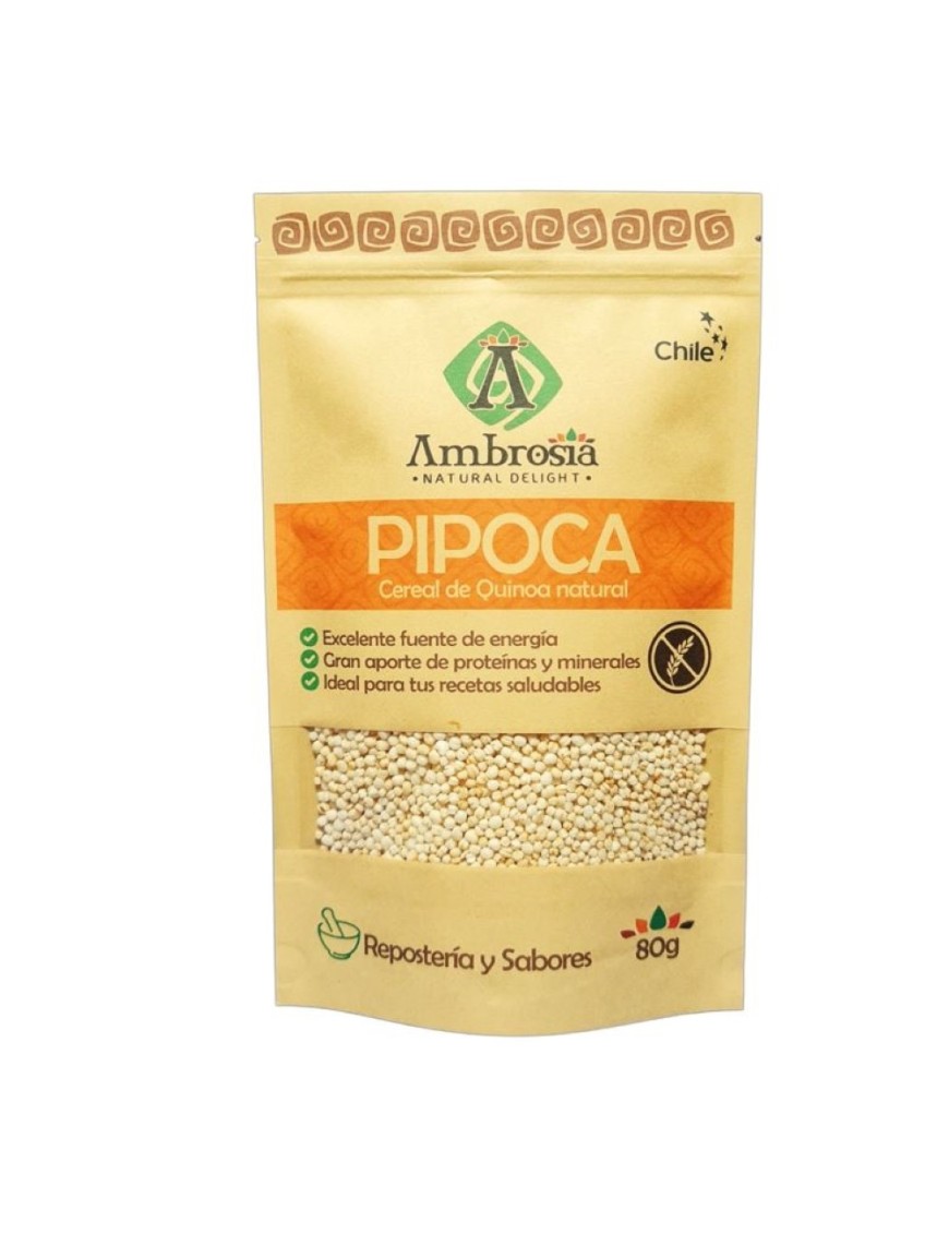Pipoca de quinoa natural 80 gramos Marca Ambrosia