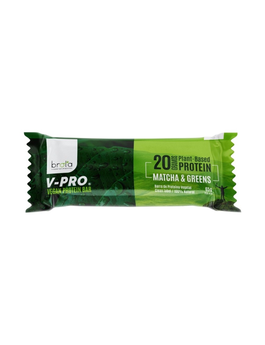 Barra de proteina vegetal vpro matcha y greens 12 unidades de 65 gramos Marca Brota