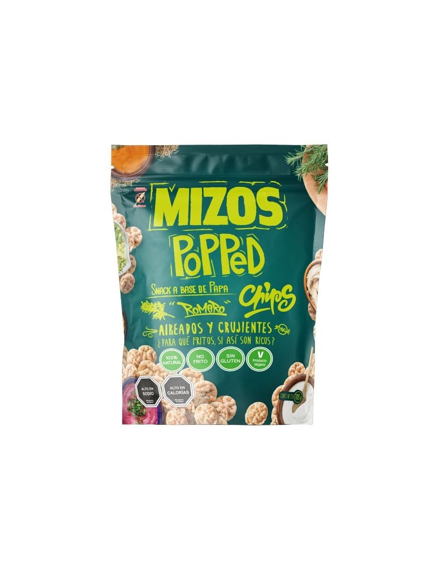 Popped chips de papa con romero 105 gramos Marca Mizos