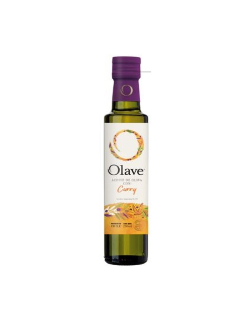 Aceite de oliva extra virgen con curry 250 cc Marca Olave