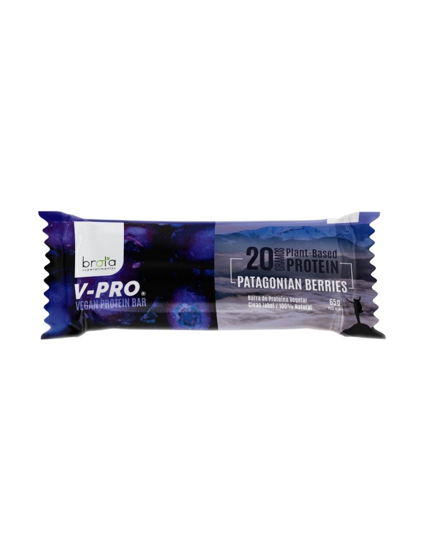 Barra de proteina vegetal vpro patagonian berries 12 unidades de 65 gramos Marca Brota