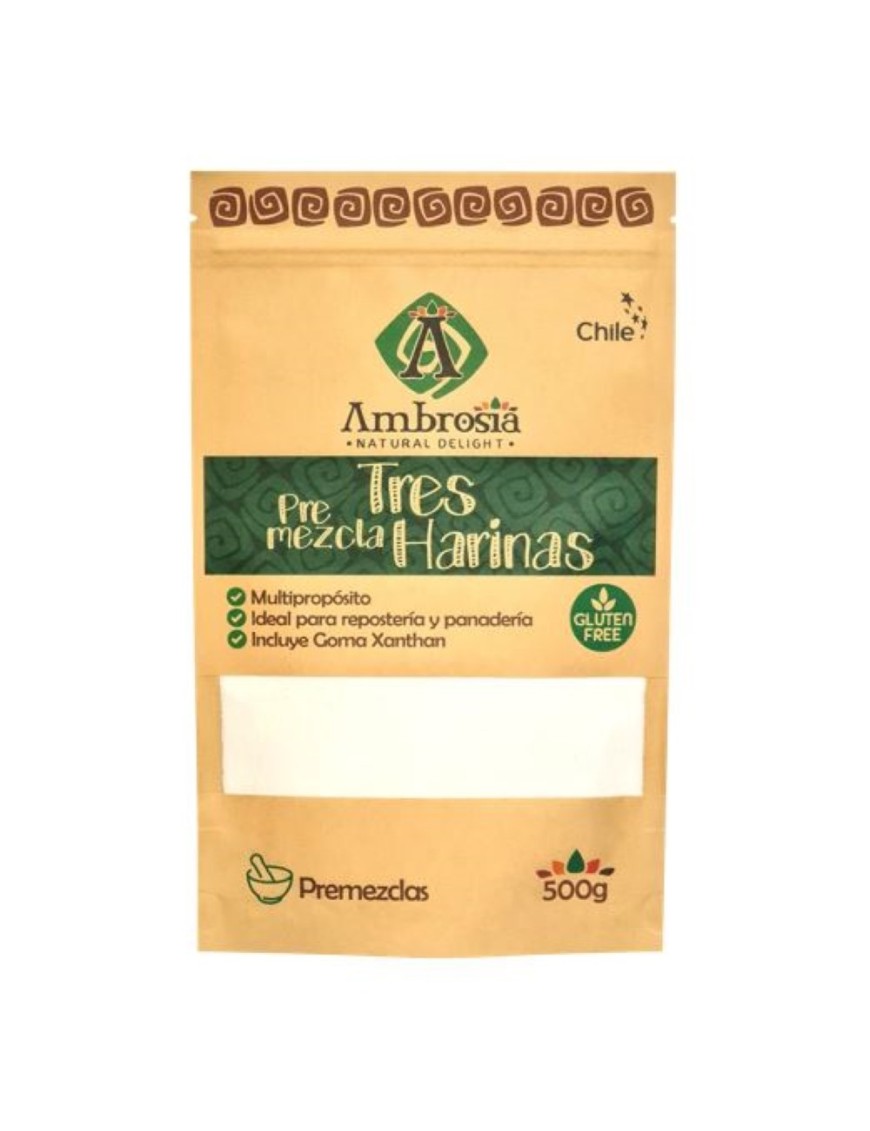 Premezcla tres harinas multiproposito 500 gramos Marca Ambrosia