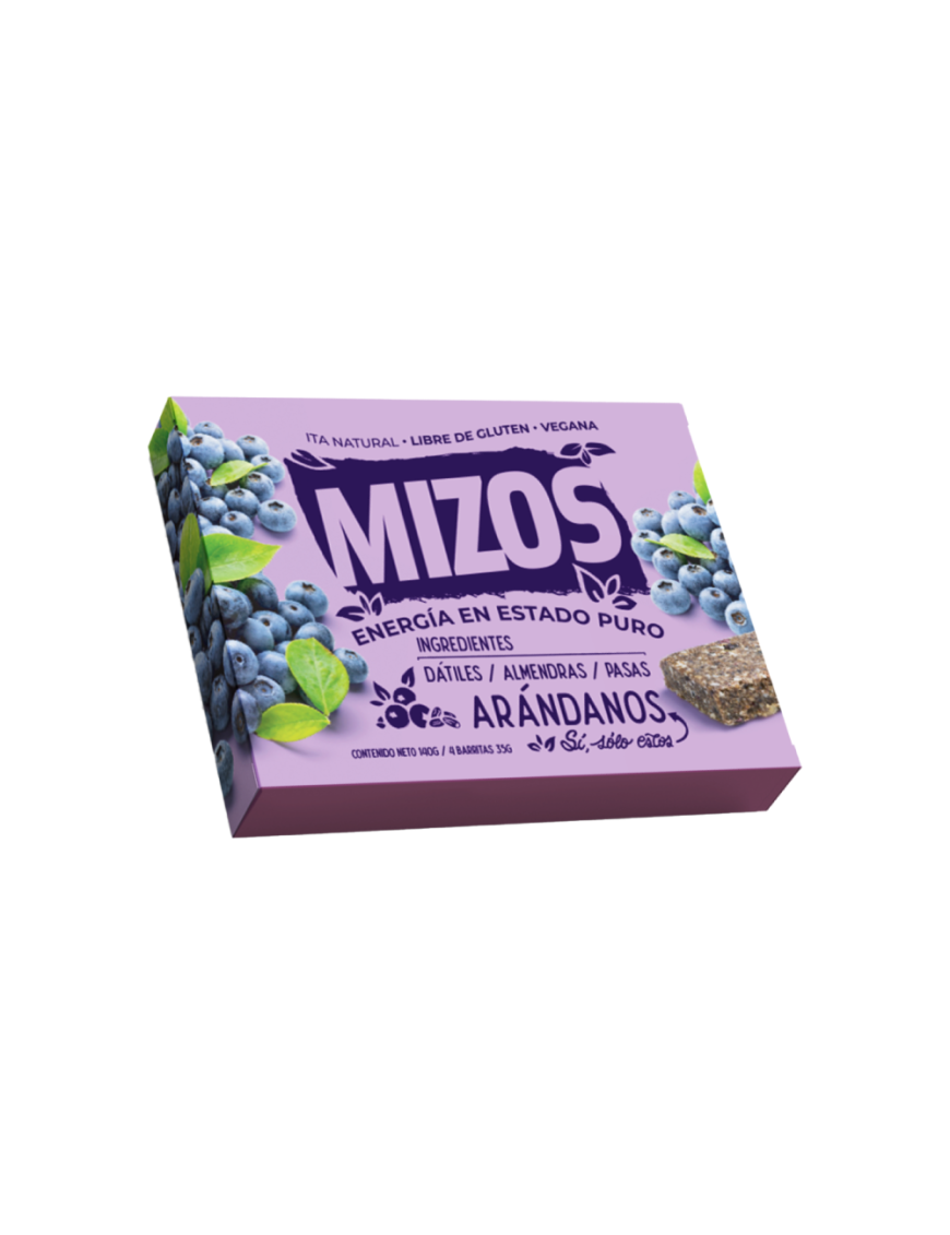Barrita natural sabor arandano multipack 4 unidades de 35 gramos Marca Mizos