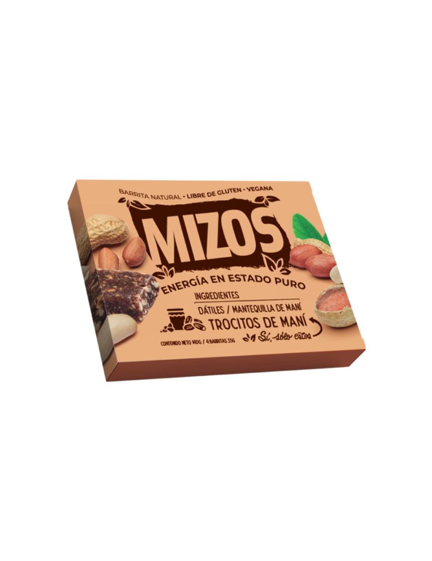 Barrita natural sabor mani multipack 4 unidades de 35 gramos Marca Mizos