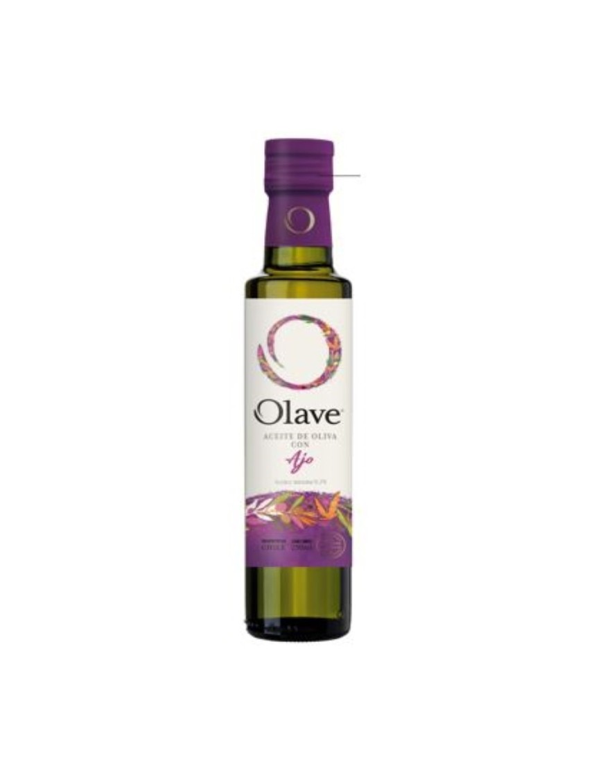 Aceite de oliva extra virgen con ajo 250 cc Marca Olave