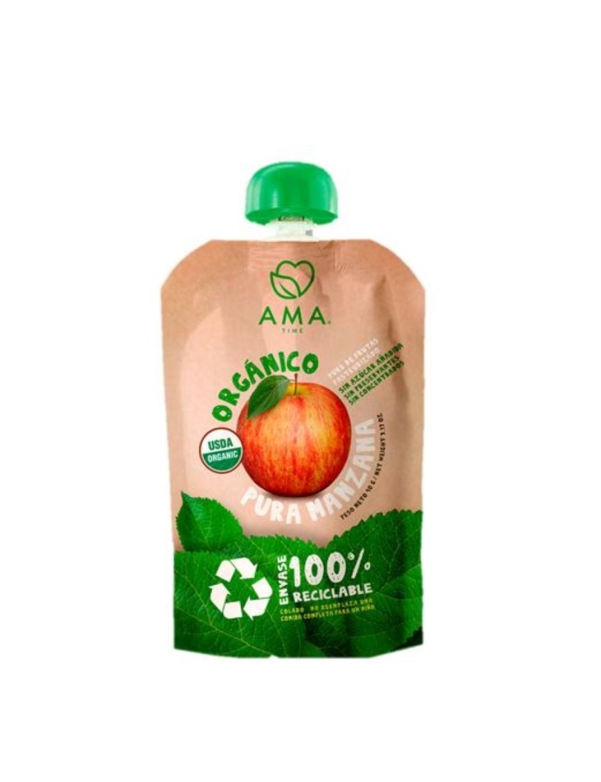Manzana organico envase reciclable 90 gramos Marca Ama