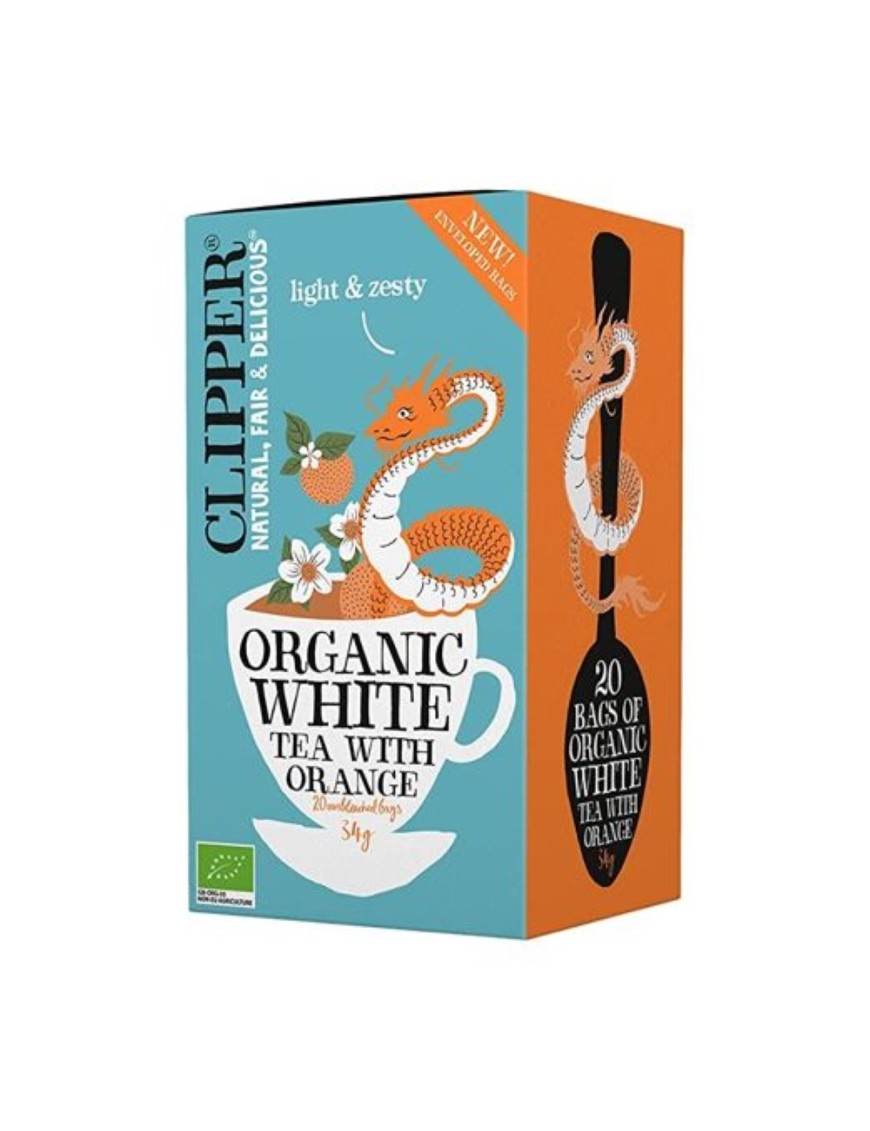 Te blanco con naranja 20 sobres Marca Clipper