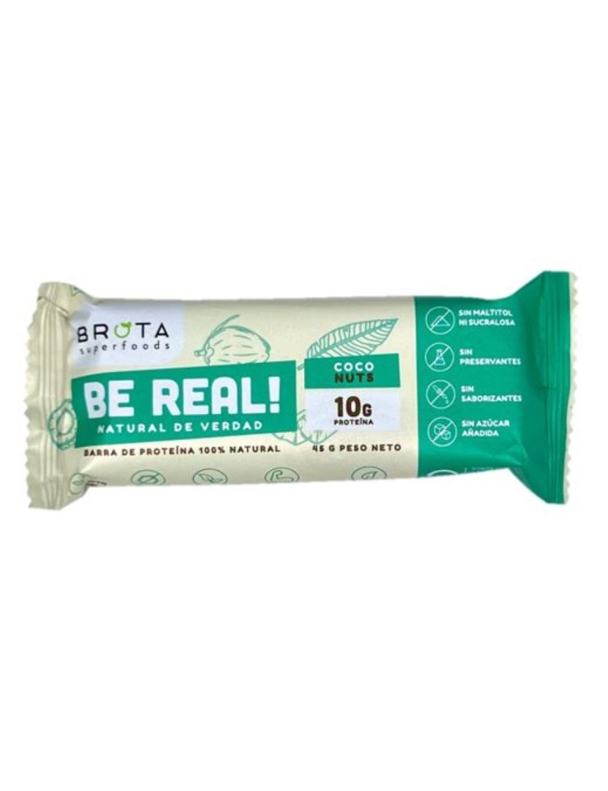 Barra de proteina vegetal coco 45 gramos Marca Brota