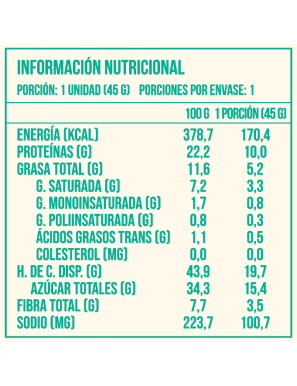Barra de proteina vegetal coco 45 gramos Marca Brota