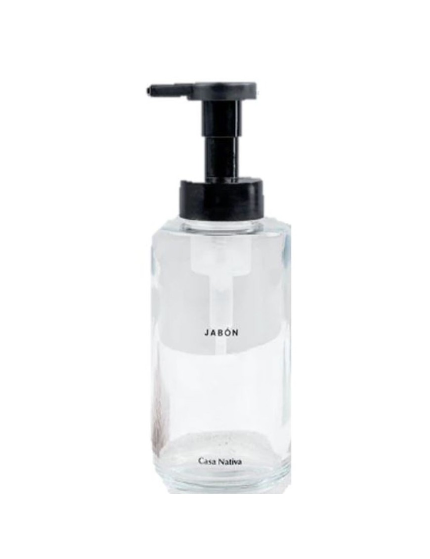 Dispensador jabon espuma vidrio transparente Marca Casa Nativa