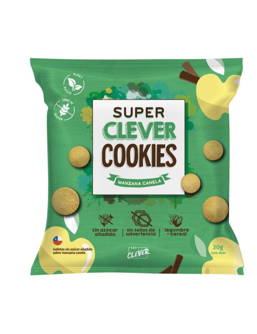Galletas super clever de manzana canela 30 gramos Marca Eat Clever