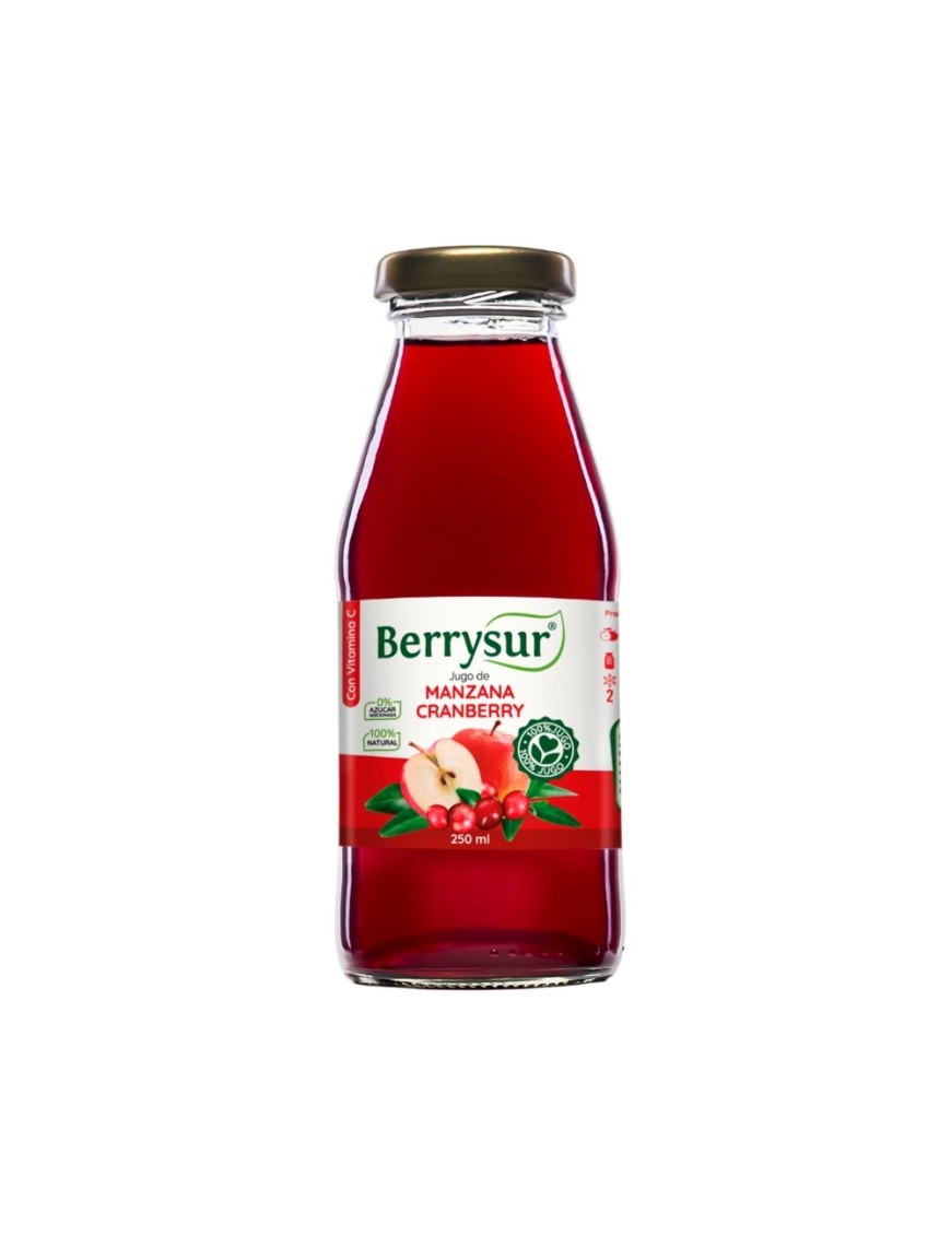 Jugo de manzana cranberry 250 cc Marca Berrysur