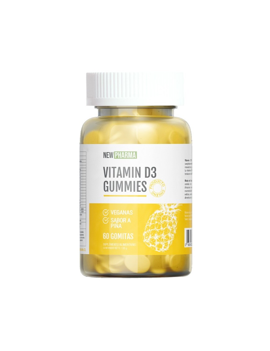 Vitamin D3 60 gomitas 150 gramos Marca Newpharma