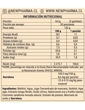 Reishi 60 gomitas 150 gramos Marca Newpharma
