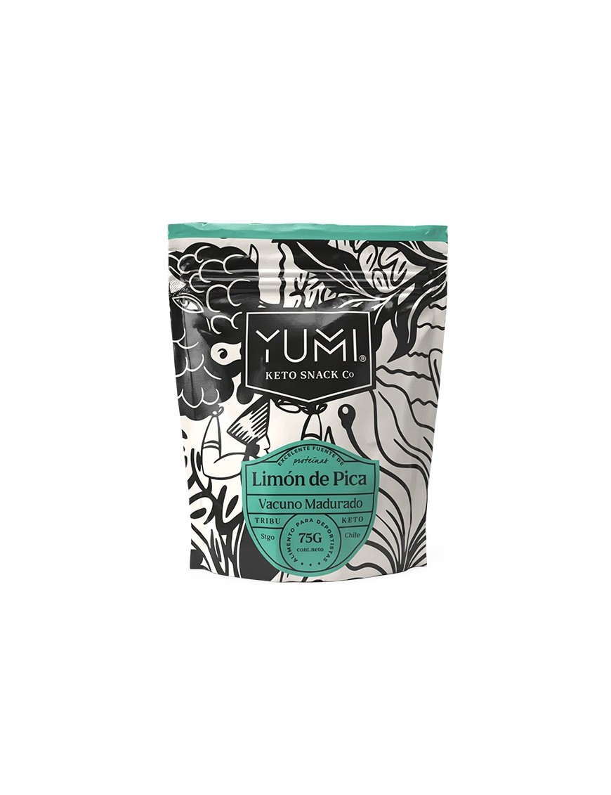 Snack keto de carne sabor limon de pica 75 gramos Marca Yumi