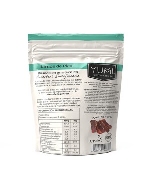 Snack keto de carne sabor limon de pica 75 gramos Marca Yumi