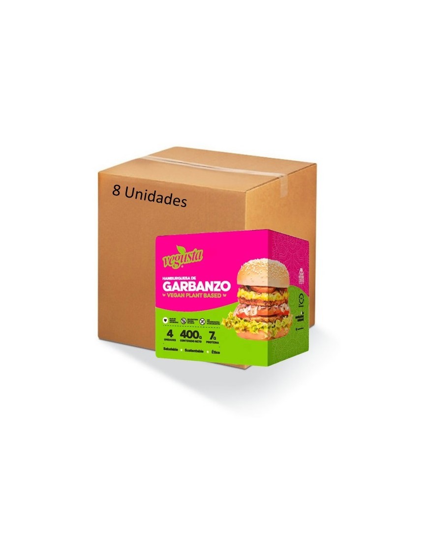 Caja Hamburguesa de garbanzos 8 unidades 400 gramos Marca Vegusta
