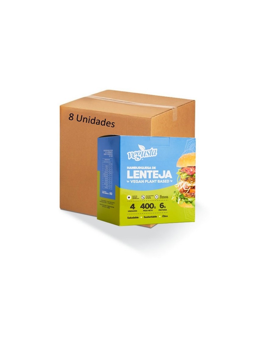 Caja Hamburguesa de lentejas 8 unidades 400 gramos Marca Vegusta