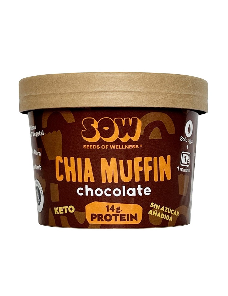 Muffin de chia sabor chocolate 52 gramos Marca Sow