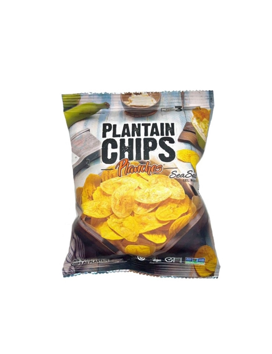 Chips de platano verde con sal de mar 45 gramos Marca Planchos