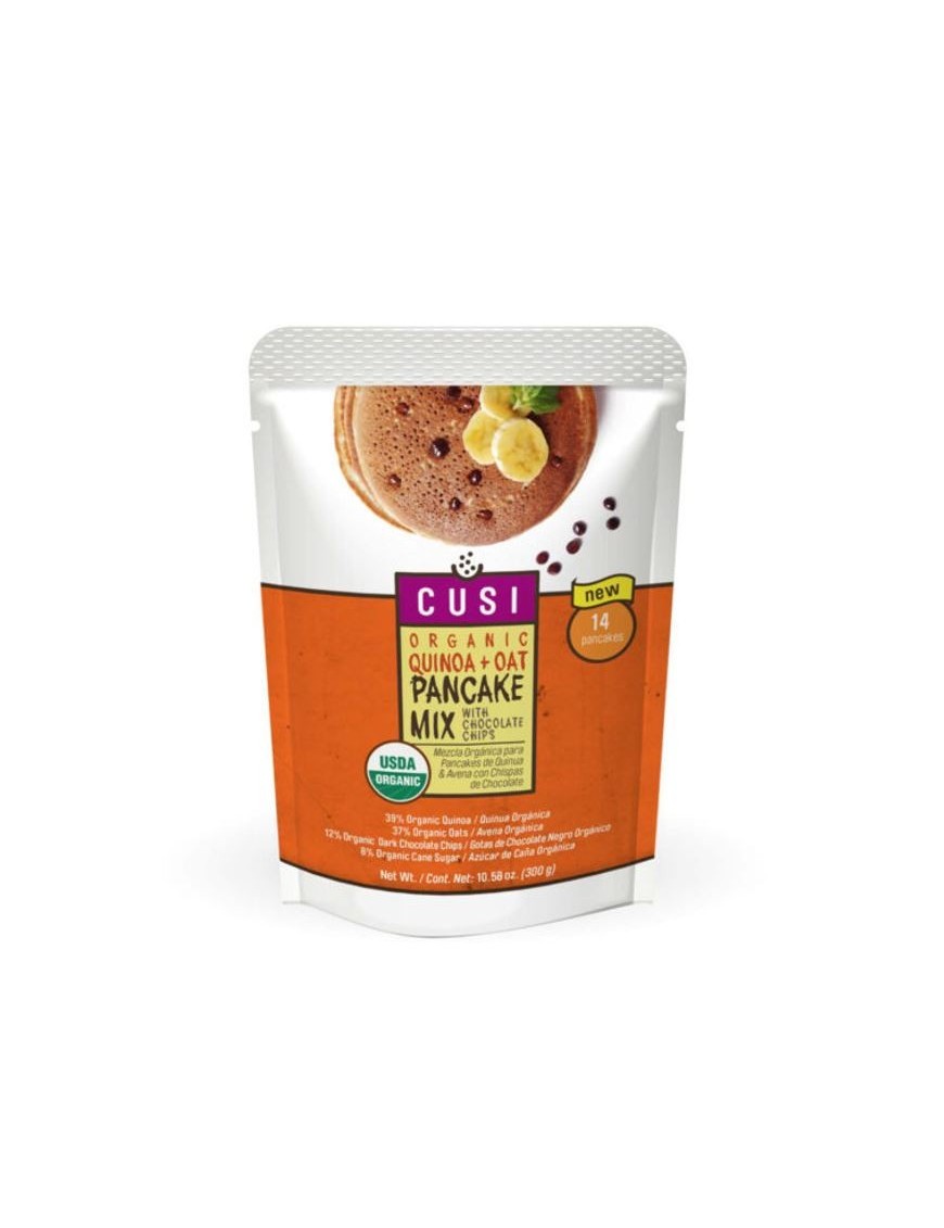 PRE-MEZCLA SIN GLUTEN PARA PANCAKES DE QUINOA & AVENA CON CHISPAS DE CHOCOLATE 300 GR