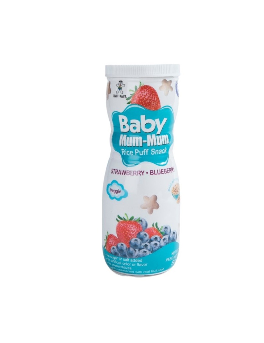 Puff de arroz sabor frutilla y arandano 50 gramos Marca Baby Mum-Mum
