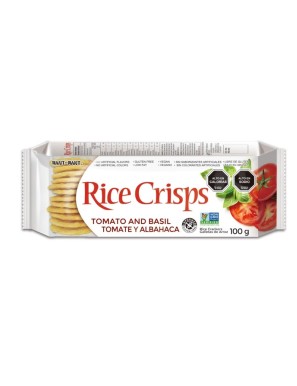 Galleta de arroz con tomate y albahaca 100 gramos Marca Rice Crisps