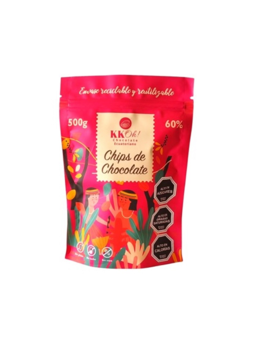 Cobertura de chocolate en chips 60% cacao 500 gramos Marca Kkoh