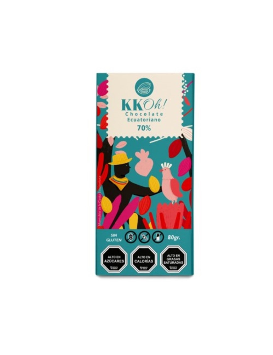 Barra de chocolate 70% cacao 80 gramos Marca Kkoh