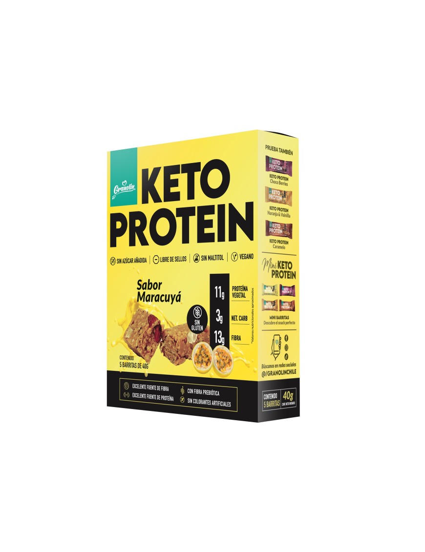 Display 5 unidades barra keto maracuya 40 gramos Marca Granolin
