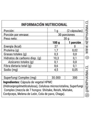Fungi complex 60 capsulas 60 gramos Marca Newpharma