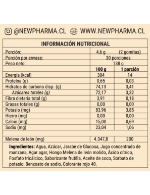 Melena de leon 60 gomitas 150 gramos Marca Newpharma