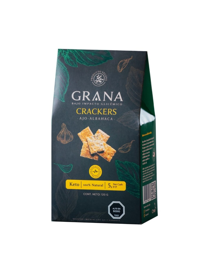 Crackers ajo albahaca 135 gramos Marca Grana