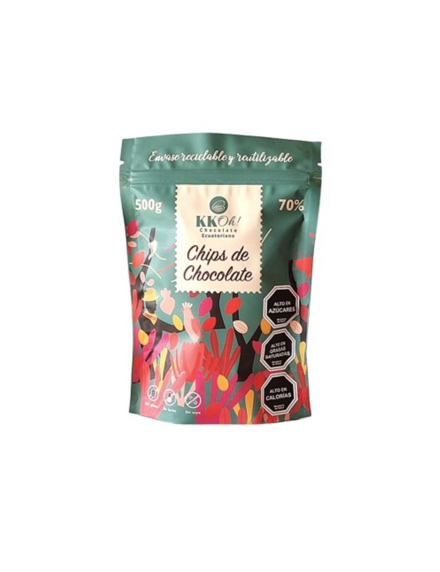 Cobertura de chocolate en chips 70% cacao 500 gramos Marca Kkoh