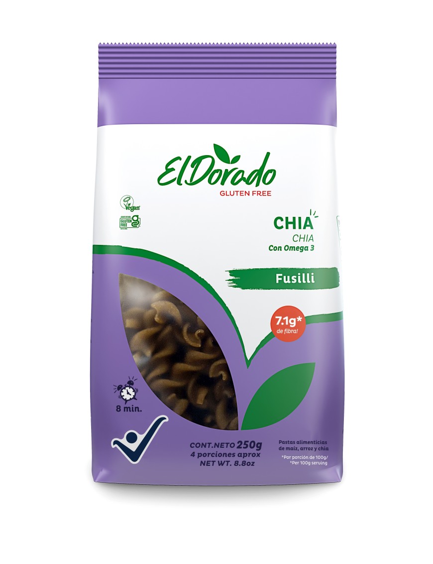 Pasta de chia fusilli 250 gramos El Dorado